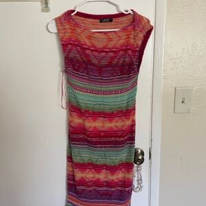 Vintage Ralph Lauren Pink and Red Silk Knit Dress